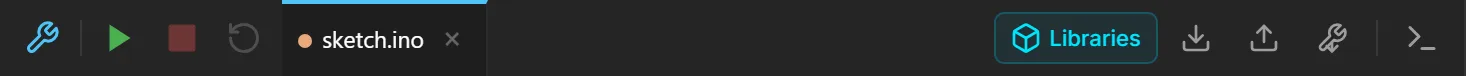 Velxio editor toolbar with compile and run controls