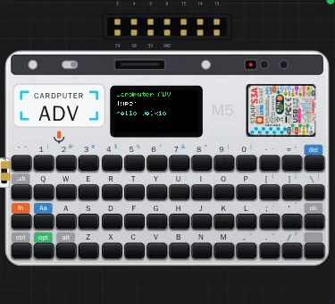 Text typed on the emulated keyboard echoed on the LCD