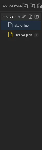 The workspace panel with the project file tree