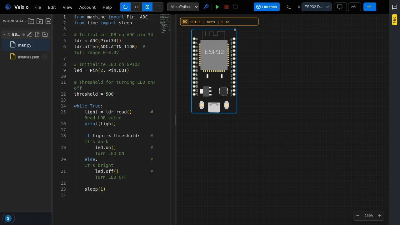 The MicroPython night-light example