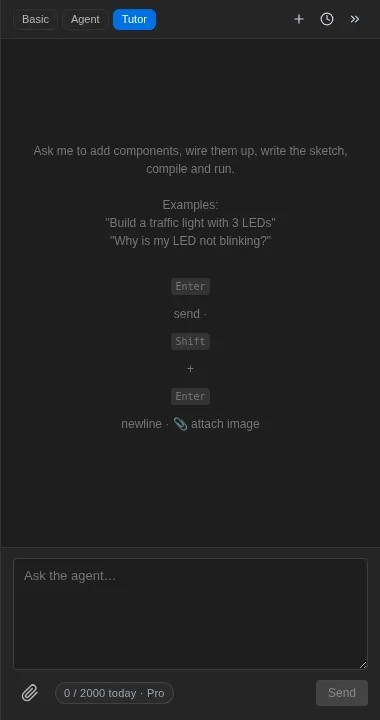 The AI panel in Tutor mode