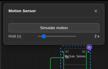 A button control and a hold-time slider on the motion sensor’s panel