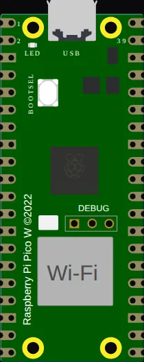 Raspberry Pi Pico W on the Velxio canvas