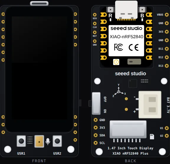 XIAO 1.47” IPS Touch Display on the Velxio canvas